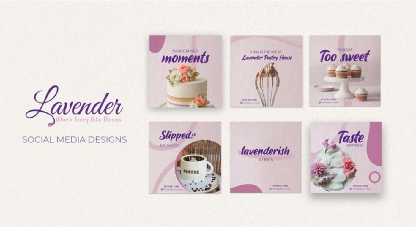 Lavender: Playful content for an Ottawa pastry house.